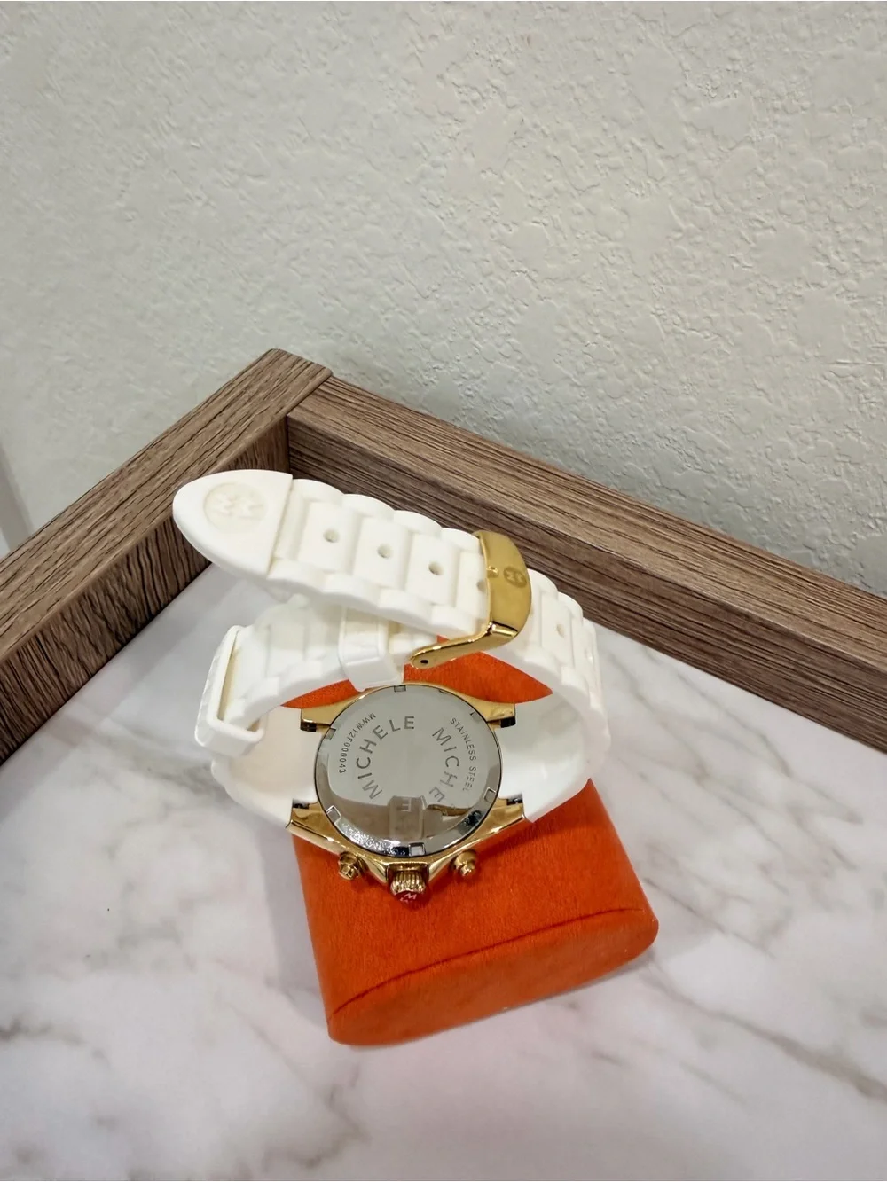 Michele Tahitian White and Gold Chronograph Watch - Multicolor Numerals